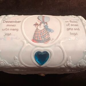 Precious Moments White Jewelry Box with Blue Heart